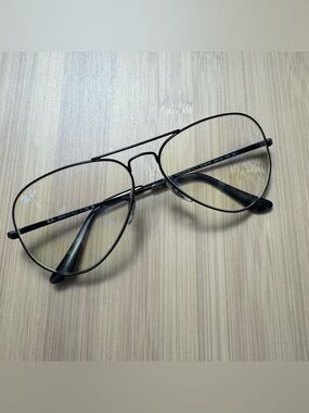 RAY-BAN Aviator Glasses Clear Lens Black Frame